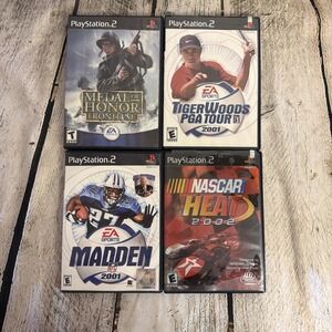 Lot of 4 Playstation 2 Games ~Nascar, Medal of Honor, Tiger Woods, Madden